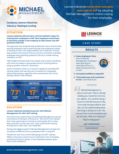 SAP training success story from lennox